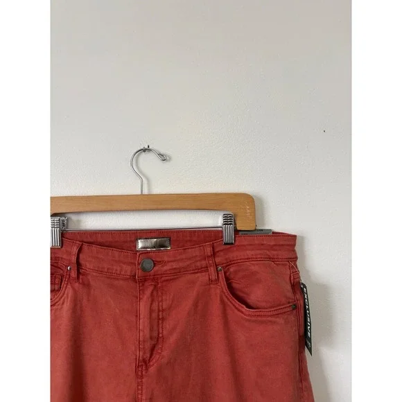 KUT From the Kloth Amy Crop Straight Leg Roll-Up Jeans – Burnt Orange – Size 16 - Picture 3 of 7